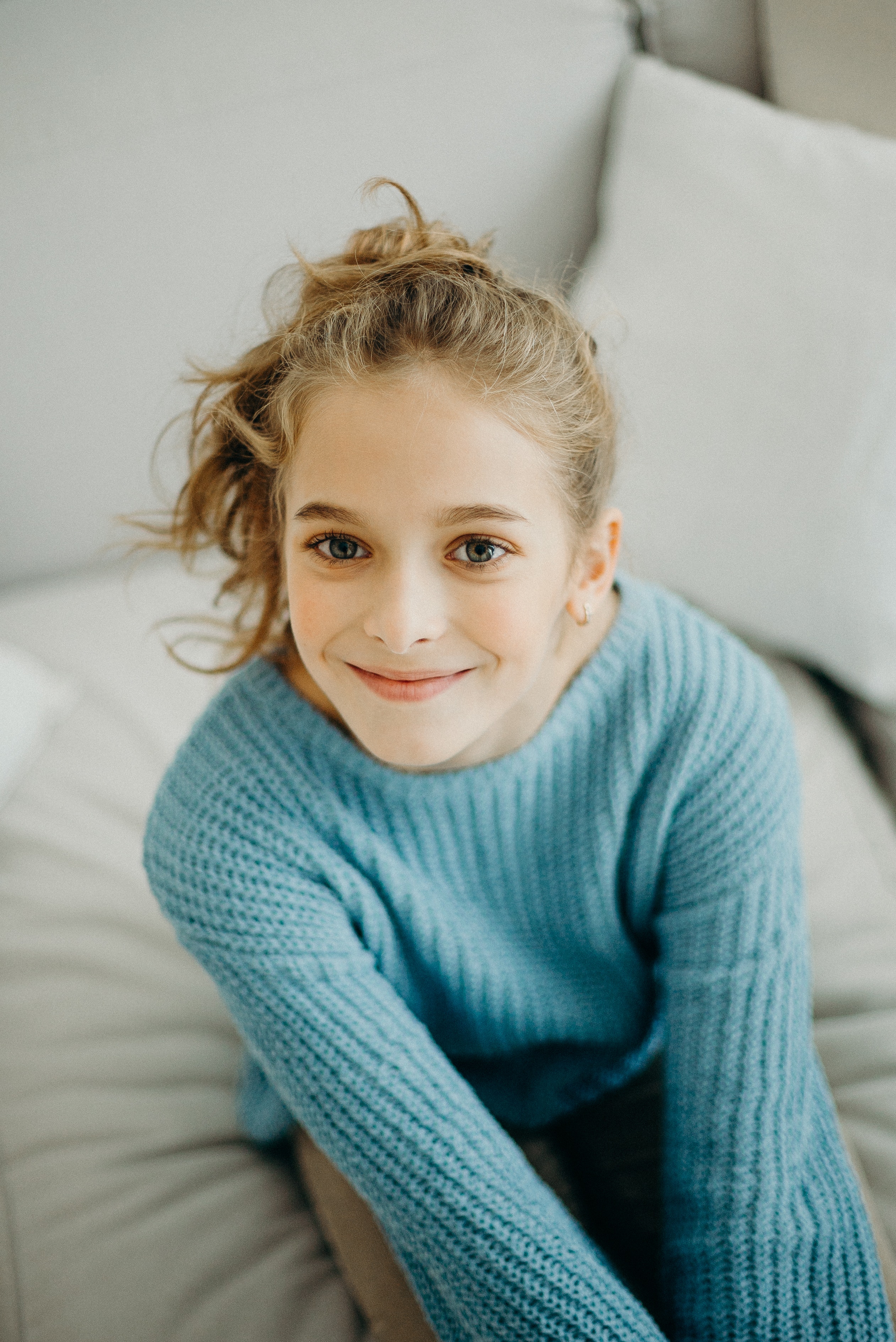 Girl Wearing Blue Sweater